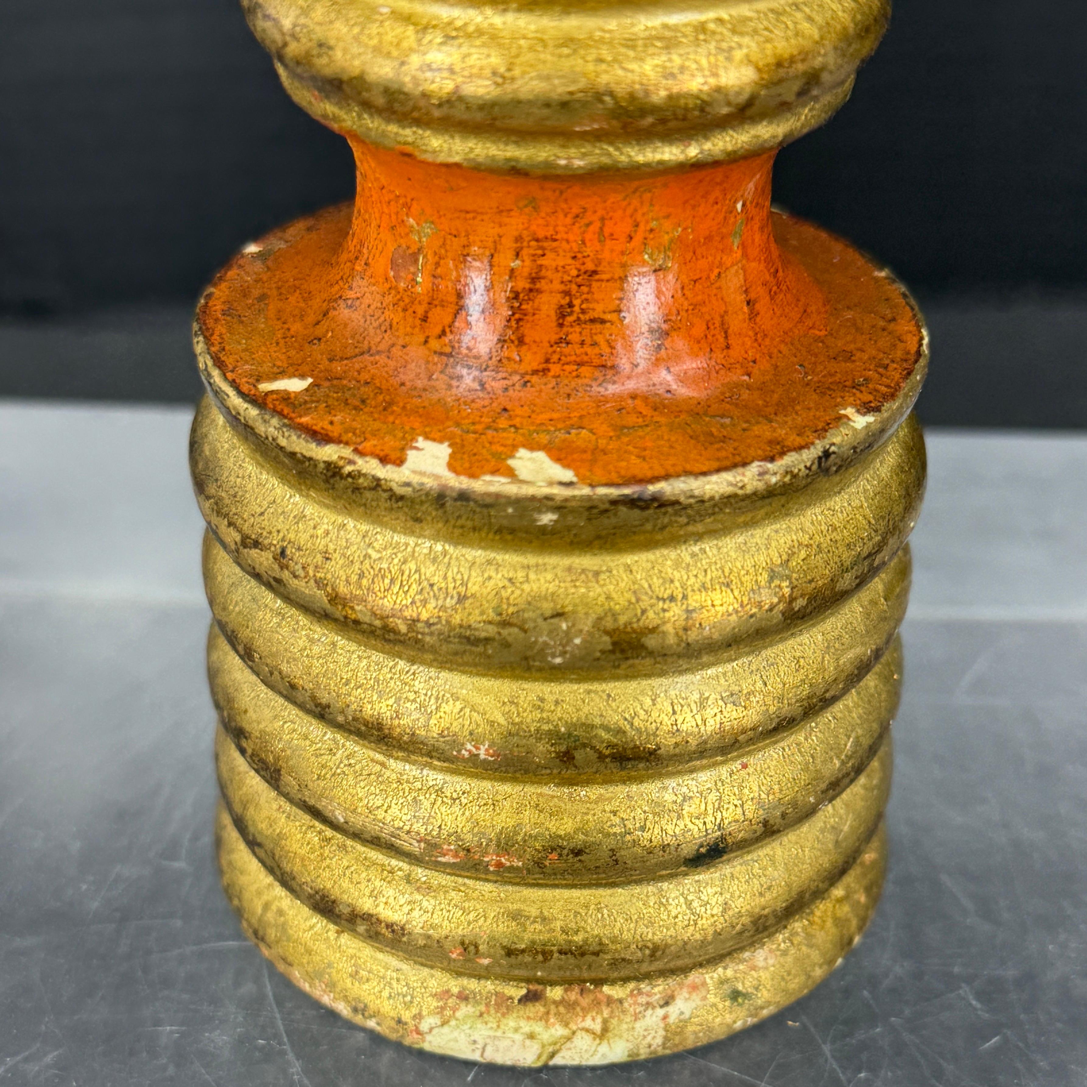 20th Century Vintage Italian Florentine Paint Gilt Wood Pepper Mill Shaker