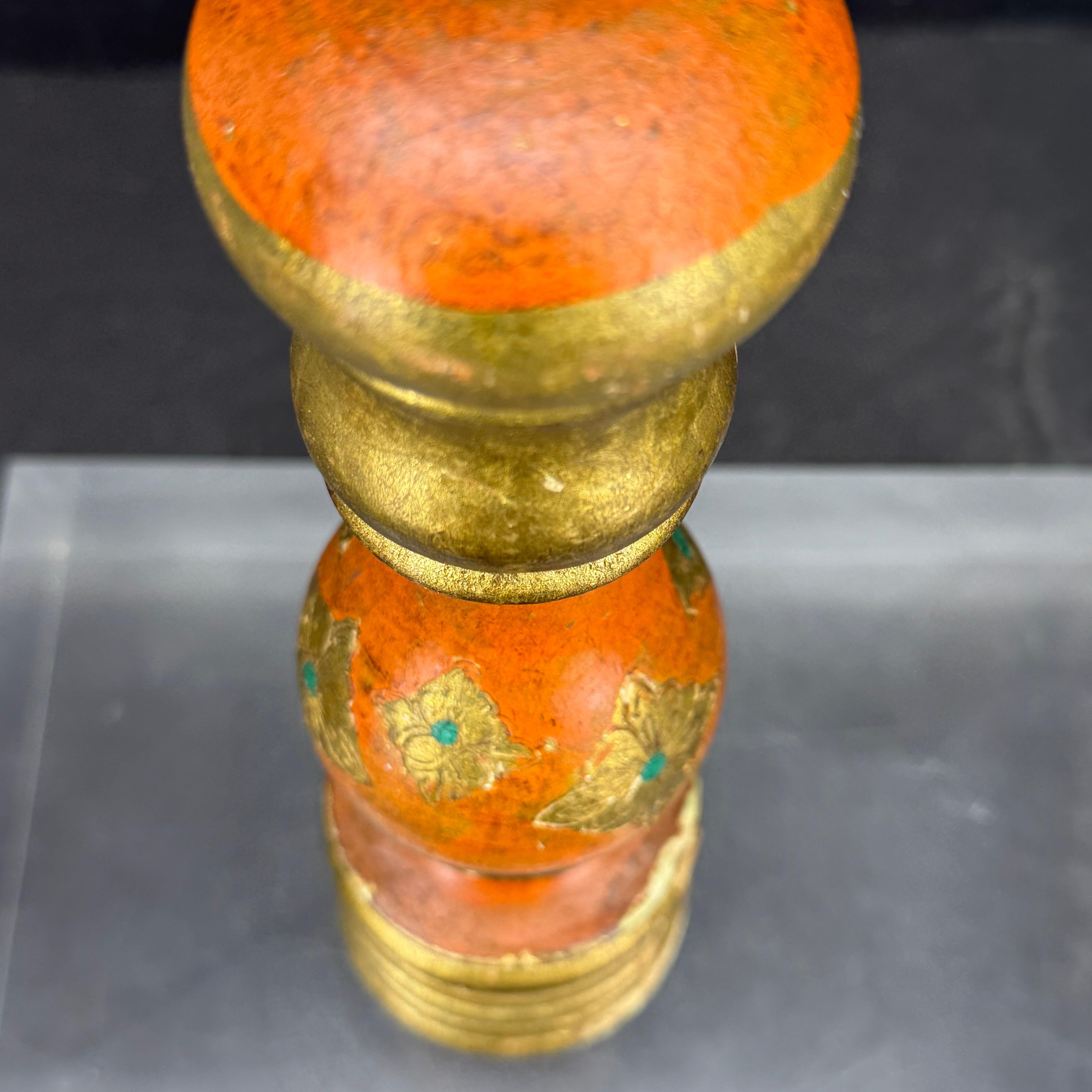 Vintage Italian Florentine Paint Gilt Wood Pepper Mill Shaker 3