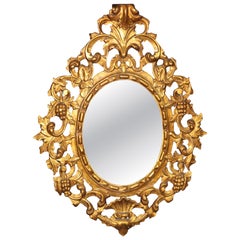 Vintage Italian Florentine Rococo style Gilt wood Carved Mirror