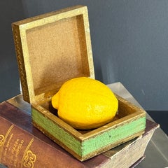 Vintage Italian Florentine Square Giltwood Box, Green with Gold Gilt, 1960s