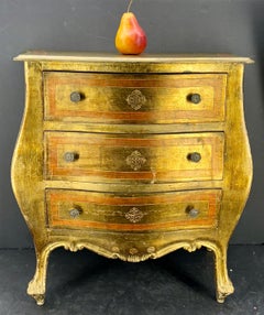 Vintage Italian Florentine Nightstand, Wood with Gold Gilding, 1960s