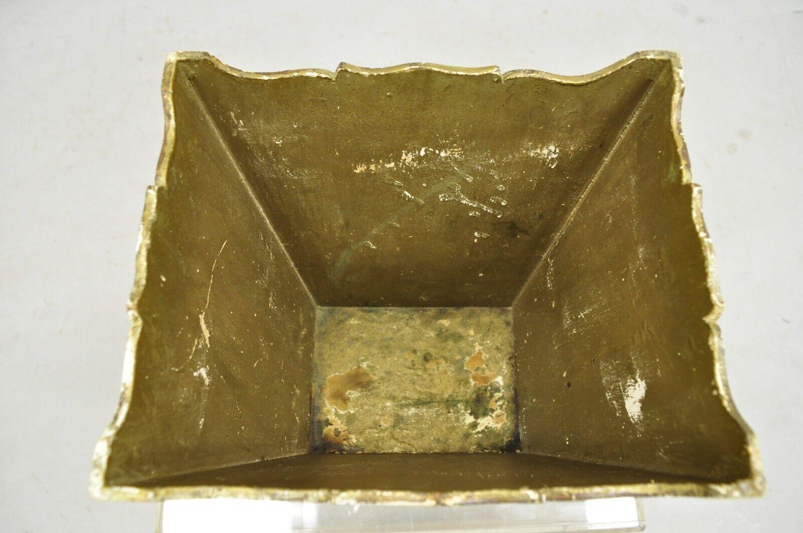 Vintage Italian Florentine Wooden Gold Gilt Wastebasket Trash Can 1