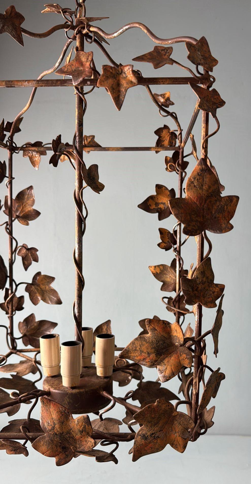 Vintage Italian Florentine Wrought Iron Chandelier  Rustic Style 8
