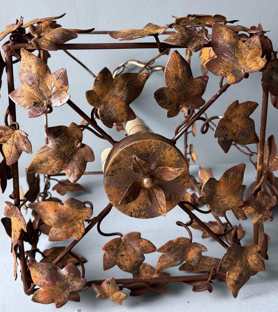 Vintage Italian Florentine Wrought Iron Chandelier  Rustic Style 11