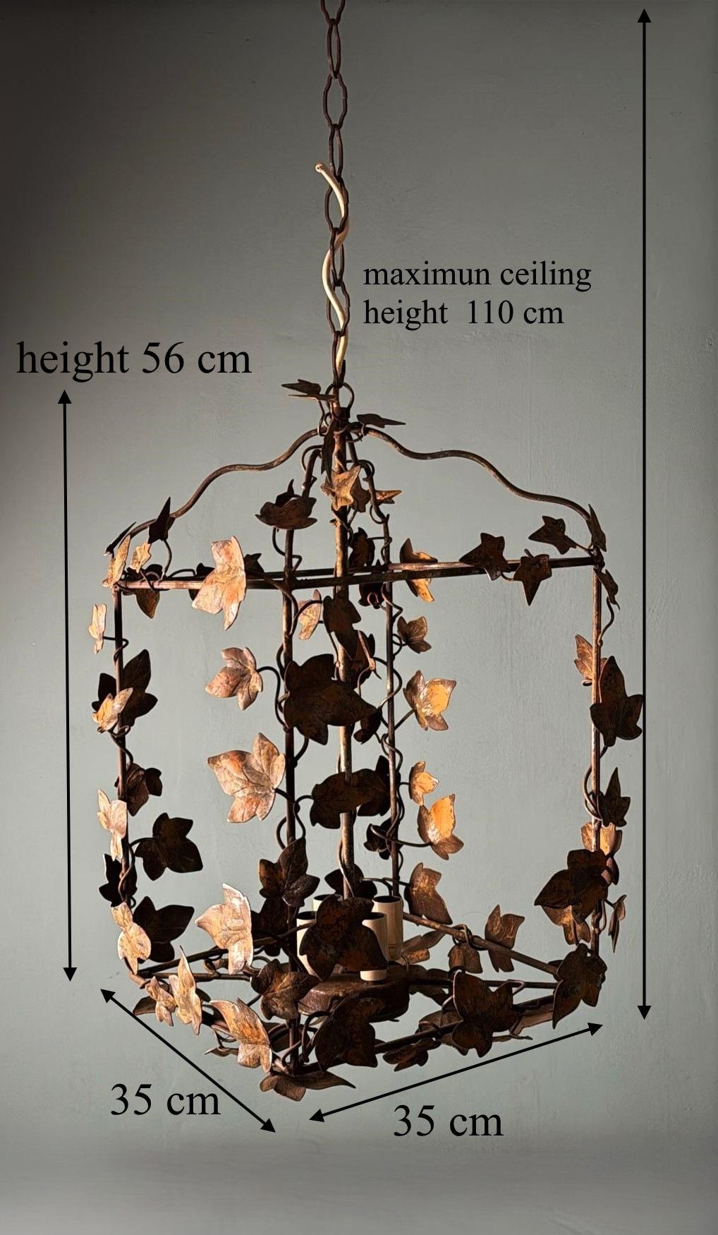 Vintage Italian Florentine Wrought Iron Chandelier  Rustic Style 14