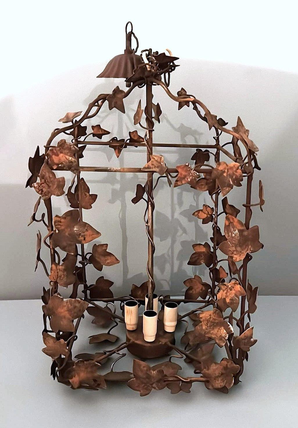 Vintage Italian Florentine Wrought Iron Chandelier  Rustic Style In Good Condition In Prato, Tuscany
