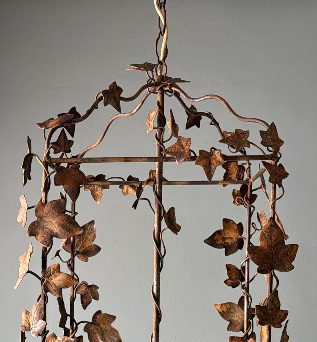 20th Century Vintage Italian Florentine Wrought Iron Chandelier  Rustic Style