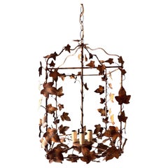 Vintage Italian Florentine Wrought Iron Chandelier Rustic Style