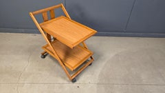 Chariot de service en bois pliable vintage italien, 1980