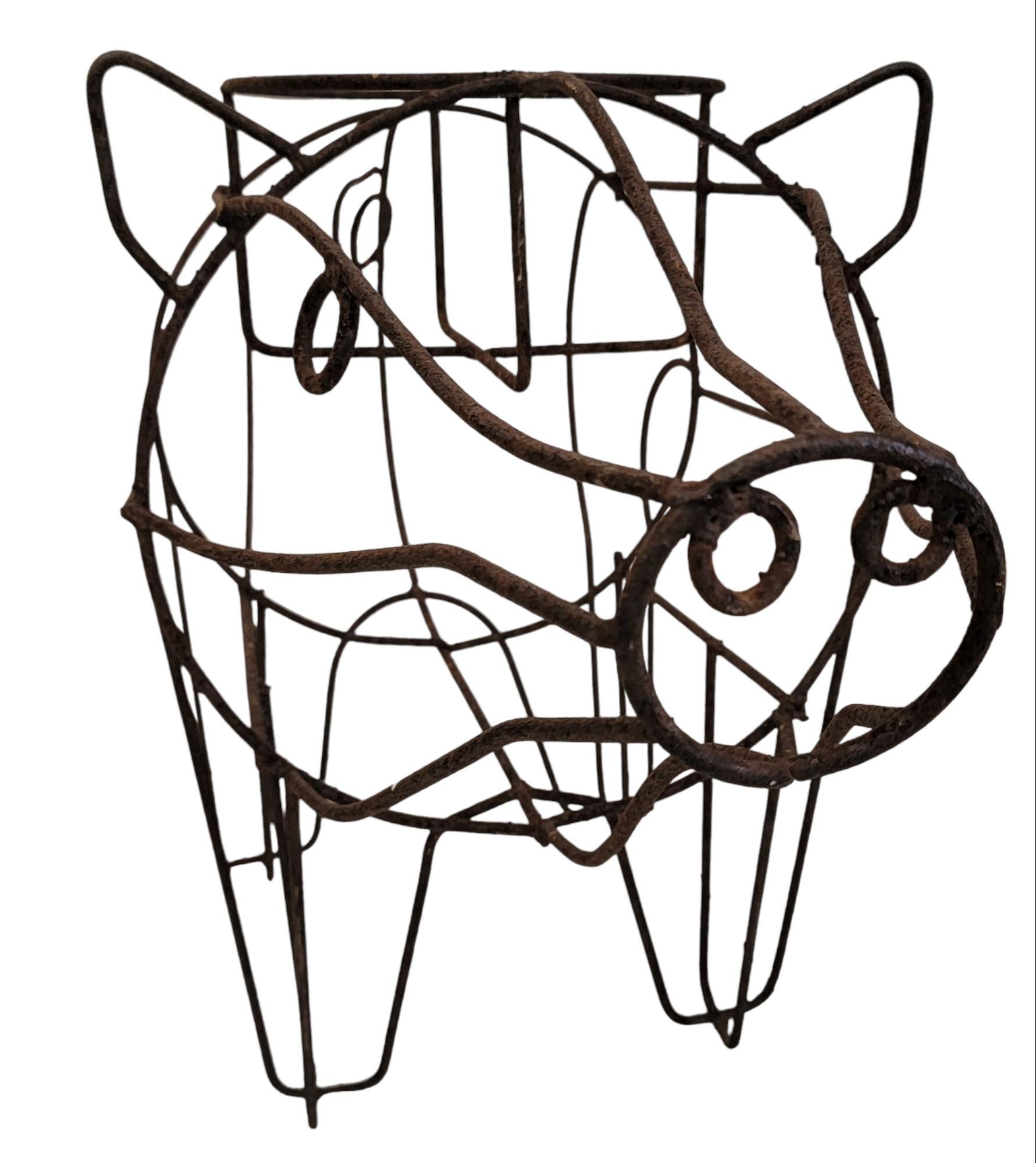 Vintage Italian Folk Art Metal Pig For Sale at 1stDibs