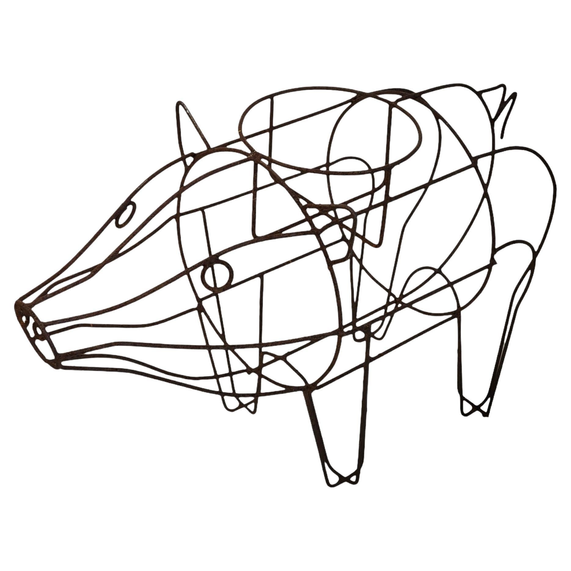 Vintage Italian Folk Art Metal Pig For Sale at 1stDibs