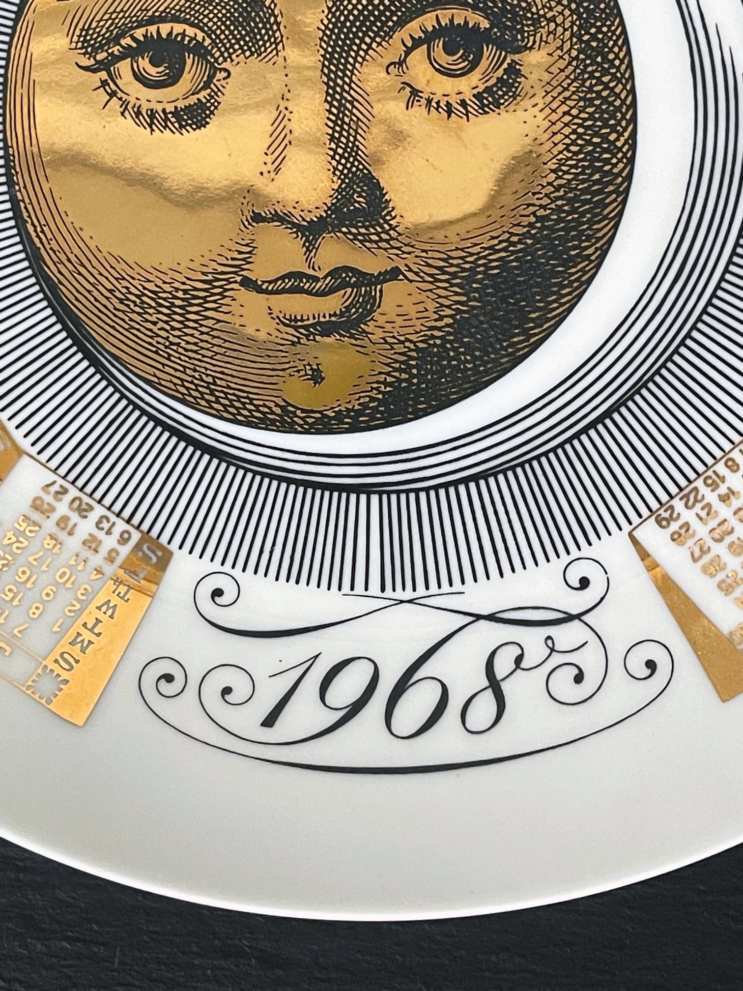 Mid-20th Century Vintage Italian Fornasetti Calendar Porcelain Plate, 1968