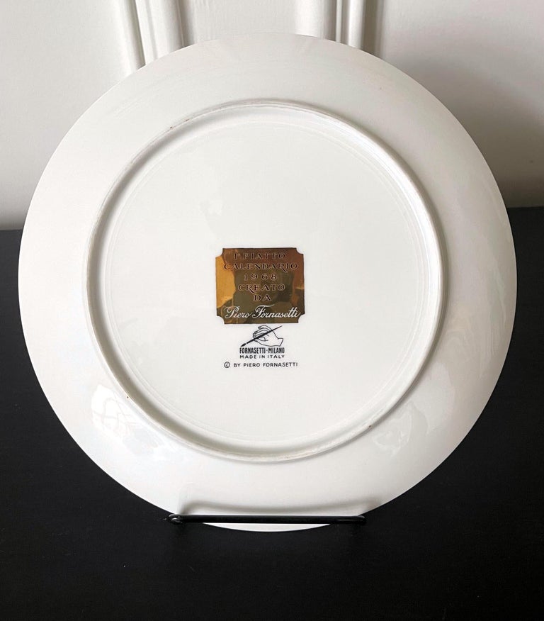 Vintage Italian Fornasetti Calendar Porcelain Plate 1968 For Sale at