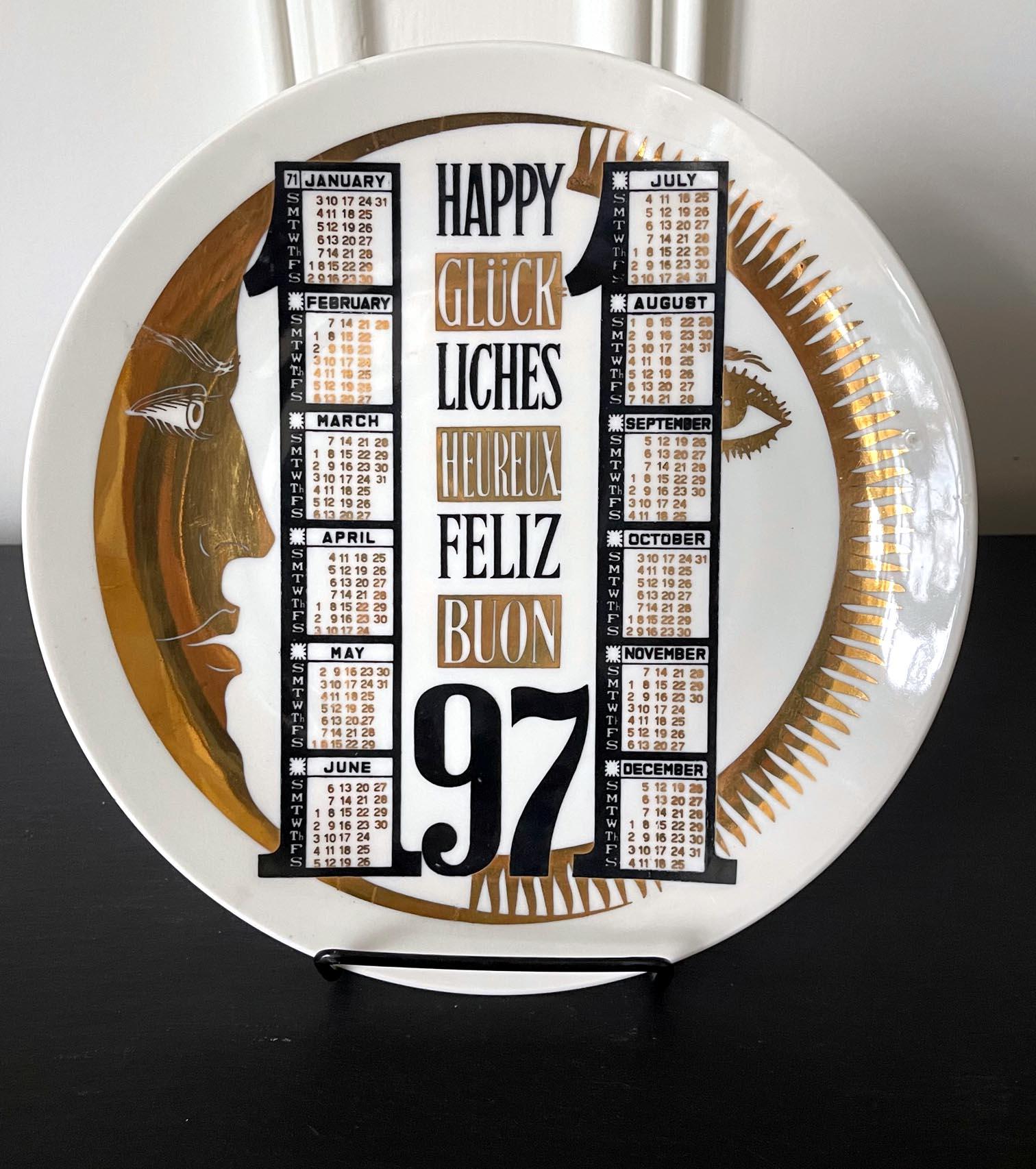 Vintage Italian Fornasetti Calendar Porcelain Plate, 1971 3