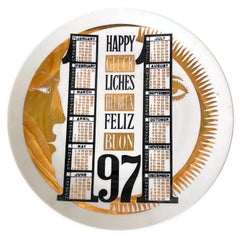 Assiette en porcelaine italienne vintage avec calendrier Fornasetti, 1971