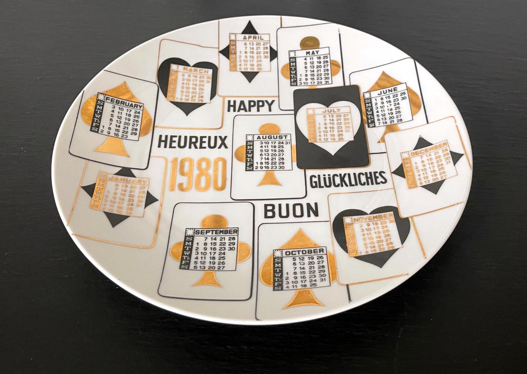 Vintage Italian Fornasetti Calendar Porcelain Plate 1980 3
