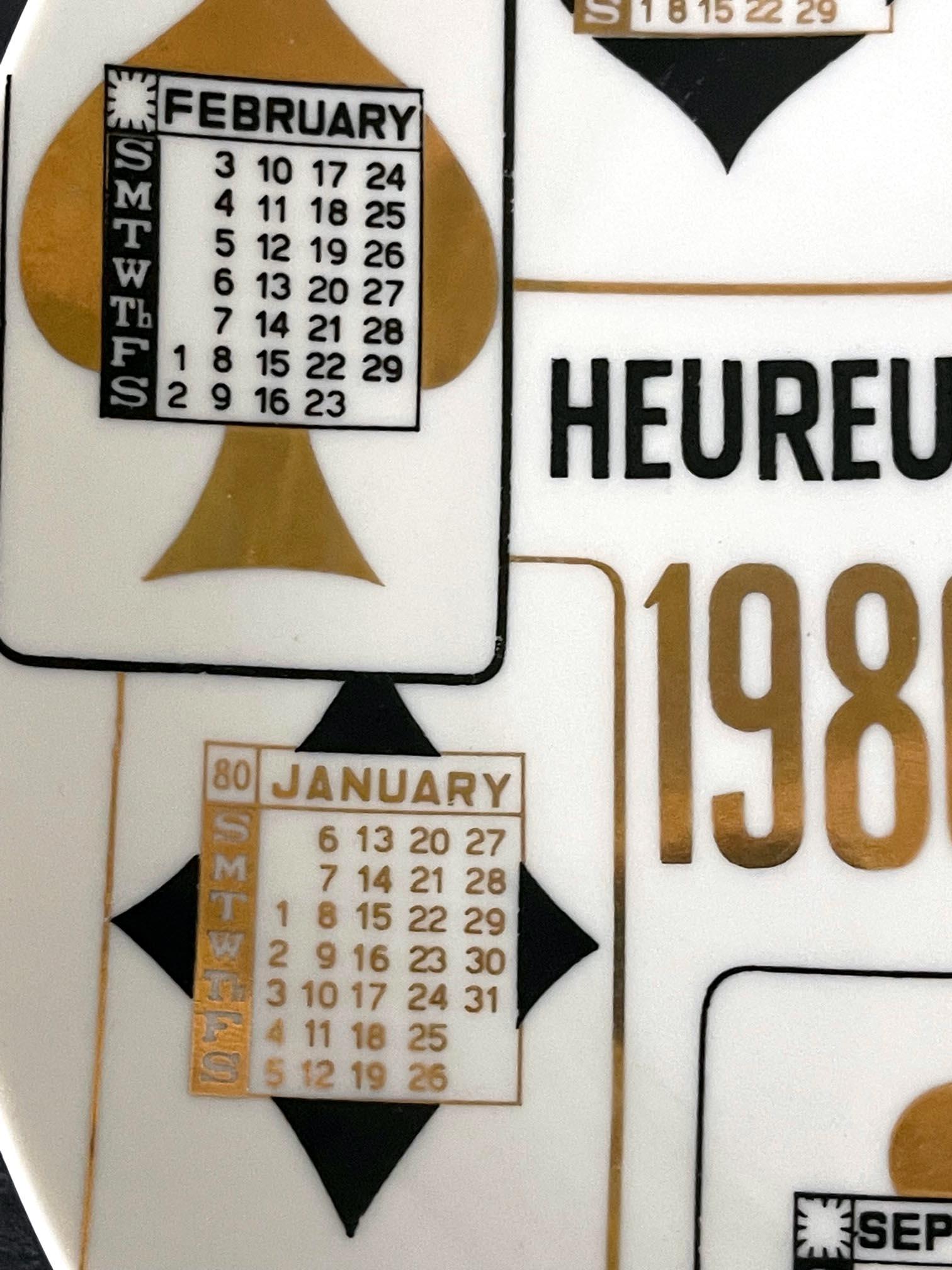 Vintage Italian Fornasetti Calendar Porcelain Plate 1980 In Good Condition In Atlanta, GA
