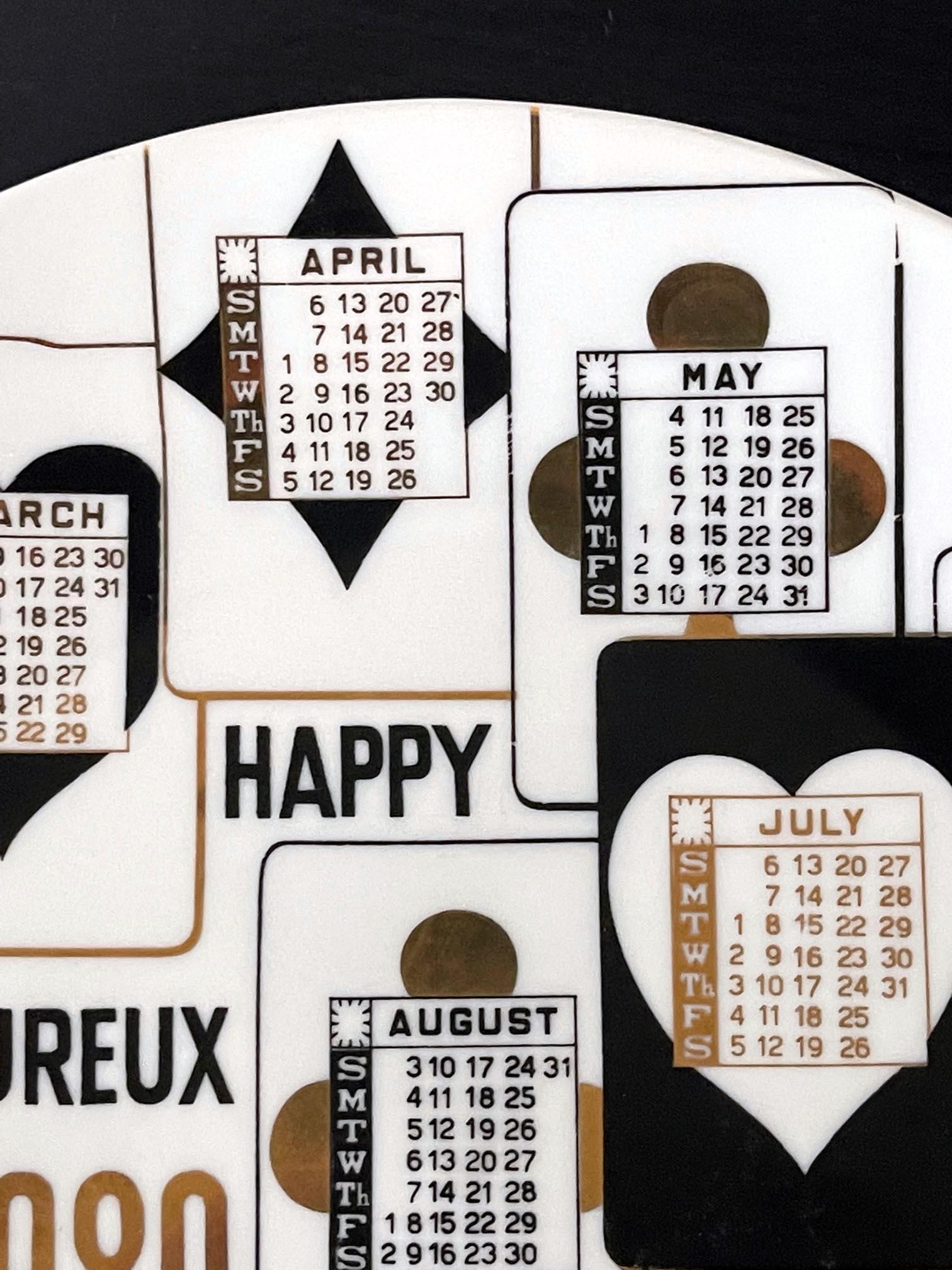 Late 20th Century Vintage Italian Fornasetti Calendar Porcelain Plate 1980