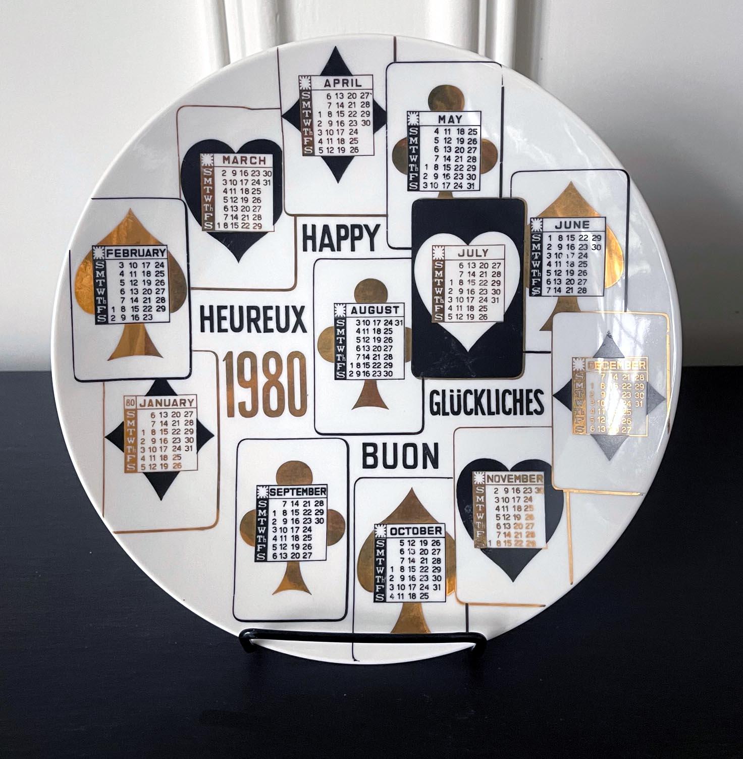 Vintage Italian Fornasetti Calendar Porcelain Plate 1980 1