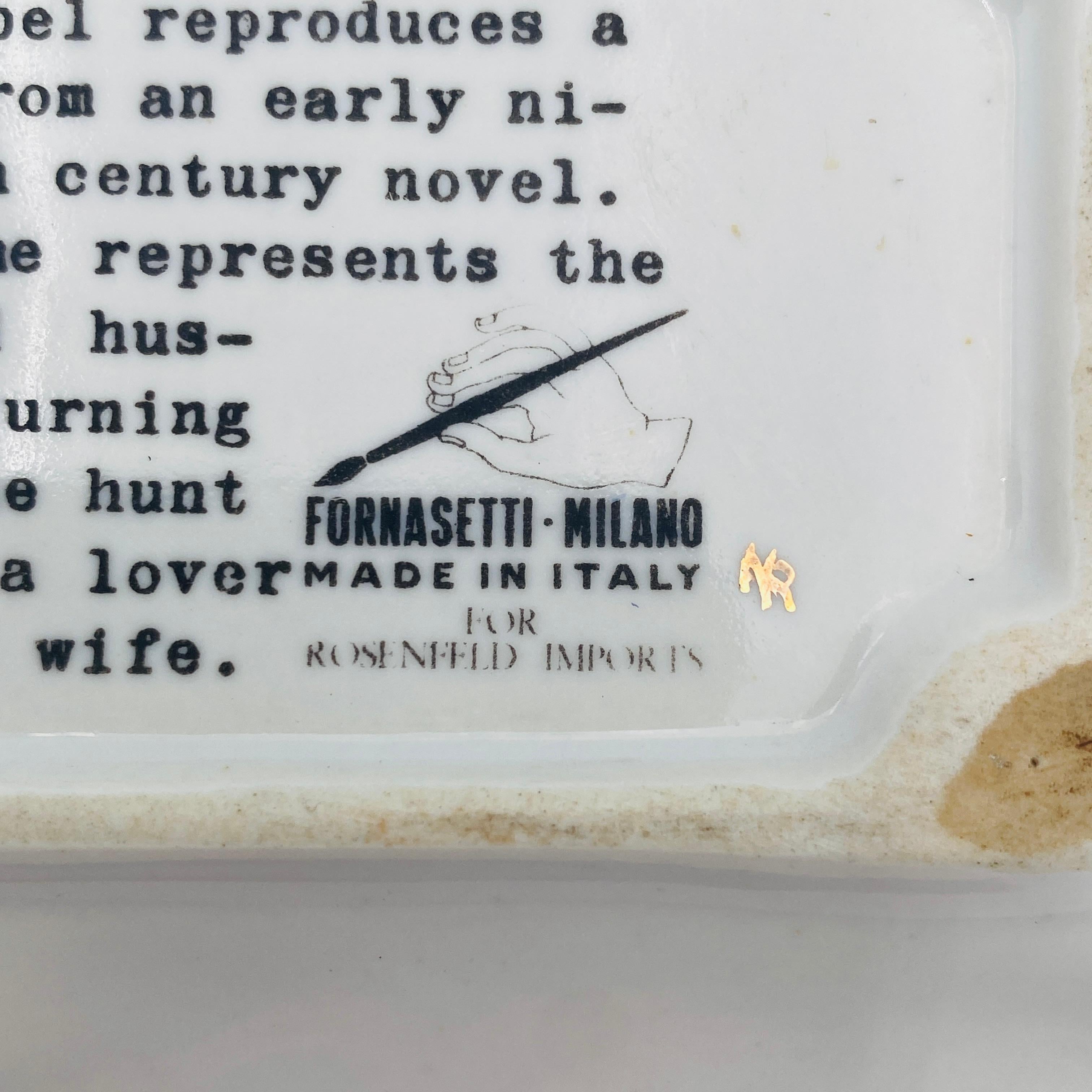 Mid-Century Modern Plat italien Fornasetti Milano Creme de Cocu en porcelaine des années 1960 en vente