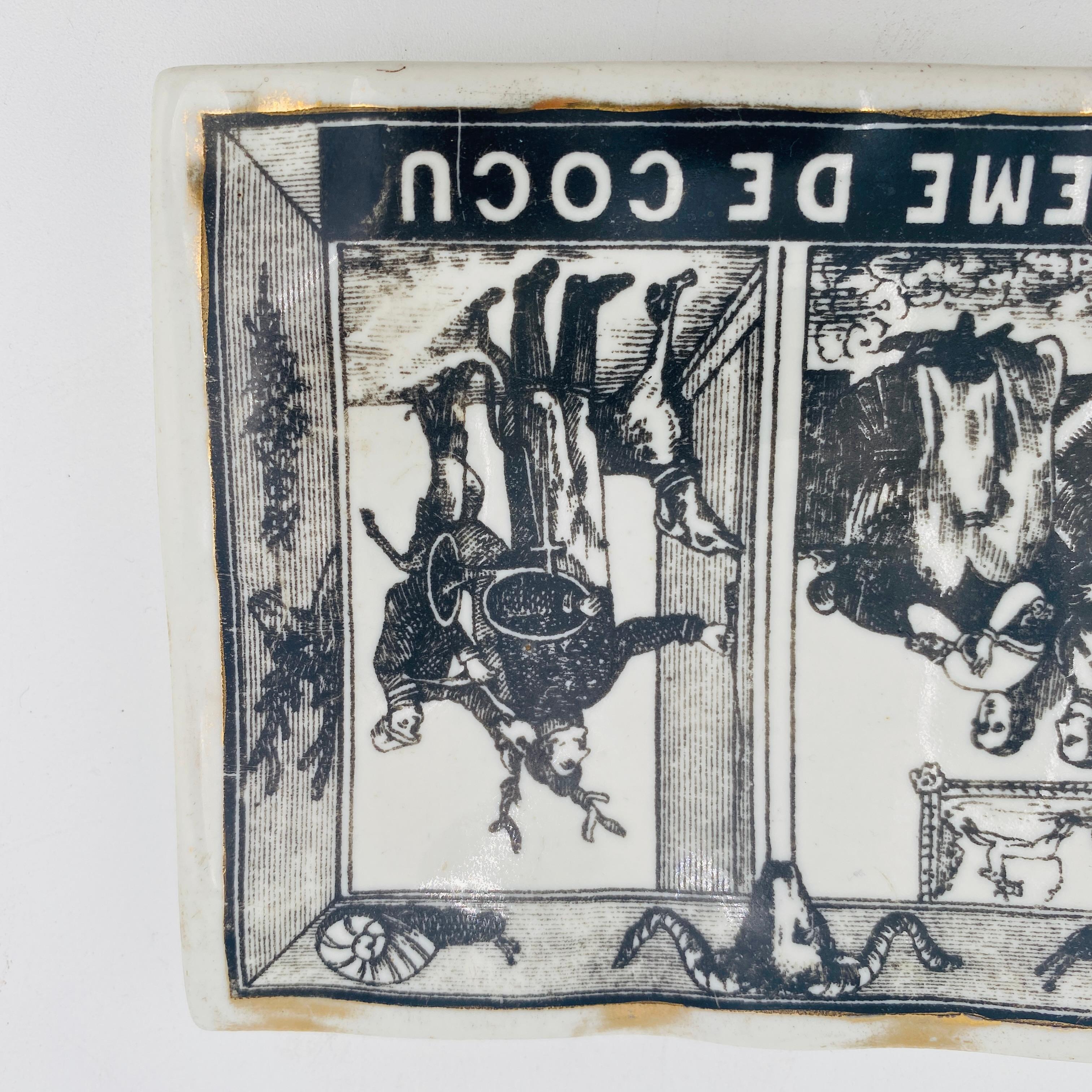 Céramique Plat italien Fornasetti Milano Creme de Cocu en porcelaine des années 1960 en vente