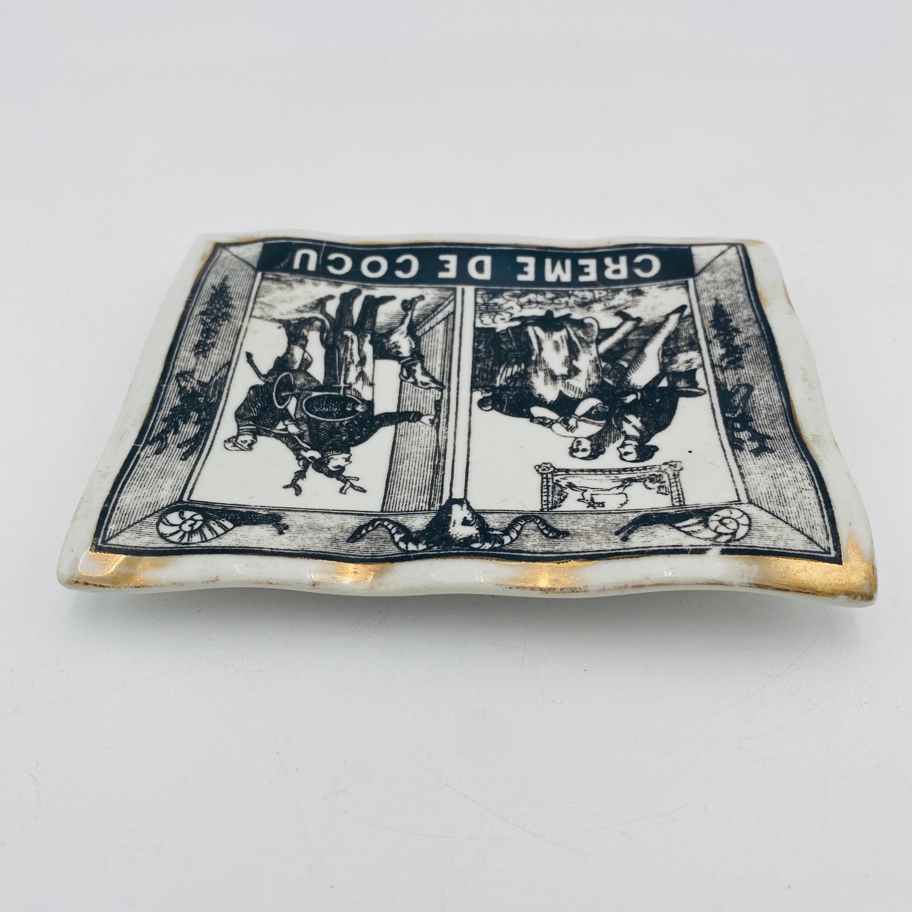 Plat italien Fornasetti Milano Creme de Cocu en porcelaine des années 1960 en vente 2