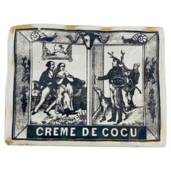 Vintage Italian Fornasetti Milano Creme de Cocu Porcelain Dish 1960s
