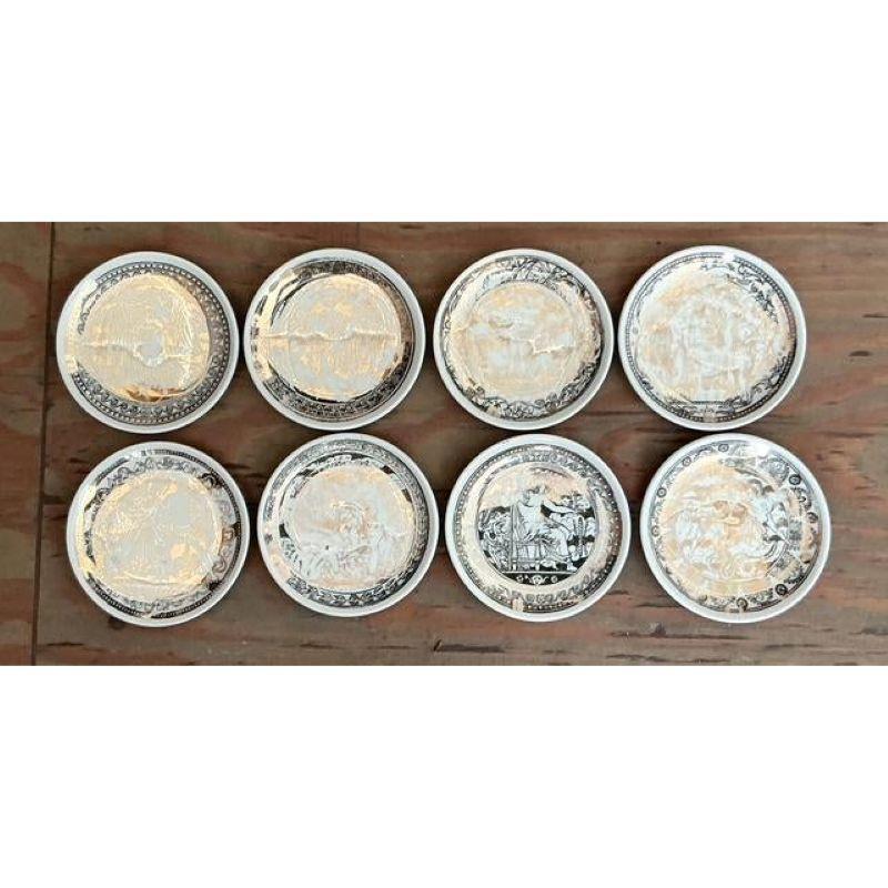 Vintage Italian Fornasetti Mythologische Keramik Untersetzer - Satz von 8 im Angebot 6