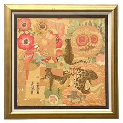 Vintage Italian Framed Salvatore Ferragamo Place Print Scarf
