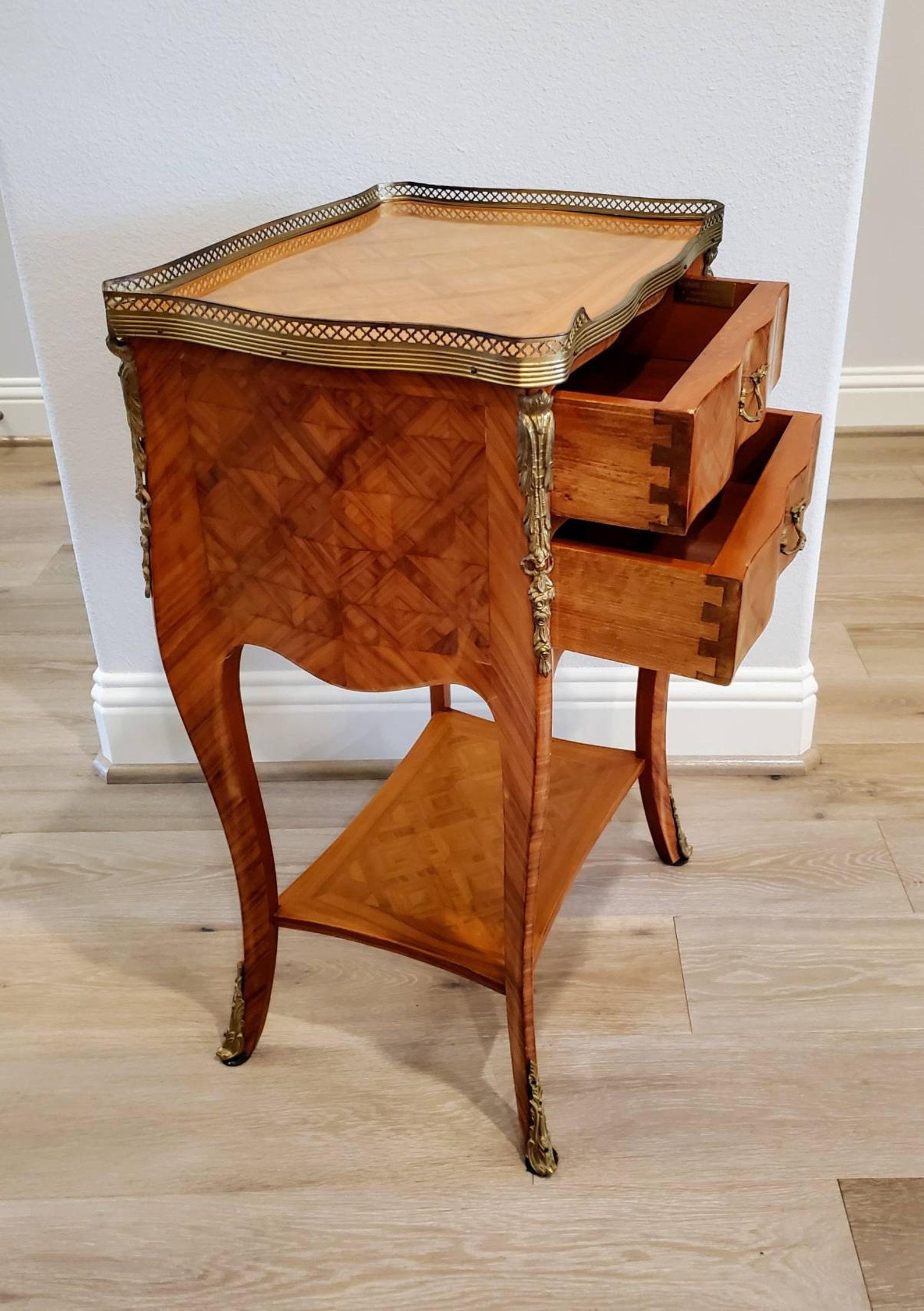 Parquetry Vintage Italian Fratelli Cattaneo Louis XV Style Nightstand