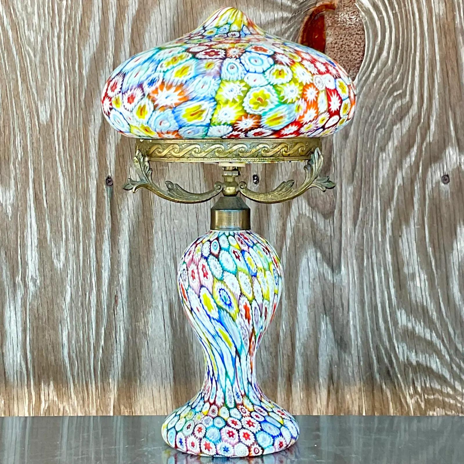 Lampe champignon italienne Fratelli Toso Millefiore Murano Bon état à West Palm Beach, FL