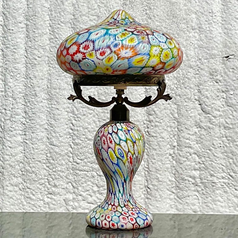 Vintage Italian Fratelli Toso Millefiore Murano Mushroom Lamp For Sale at  1stDibs