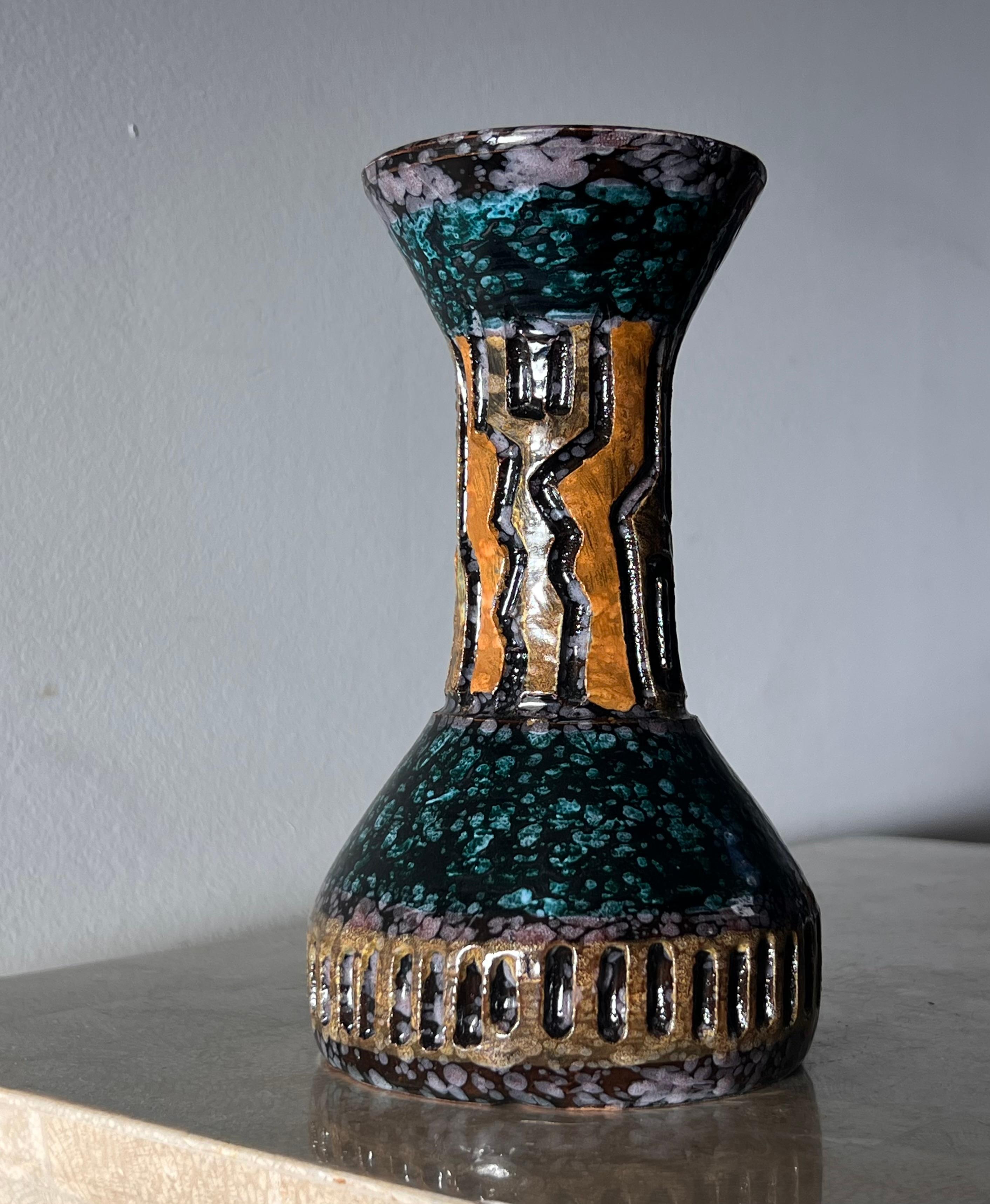 Vintage Italian Gambone style ceramic textured vase, mid 20th century  For Sale 1