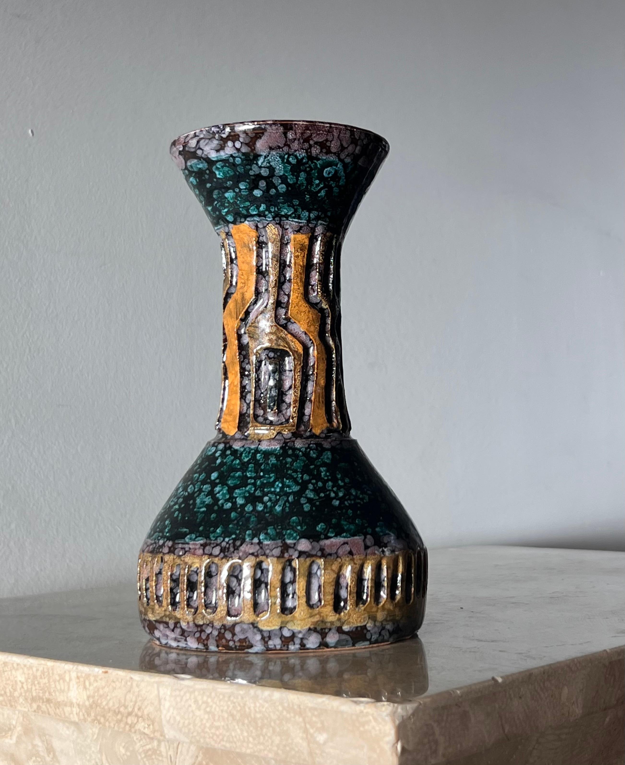 Vintage Italian Gambone style ceramic textured vase, mid 20th century  For Sale 2