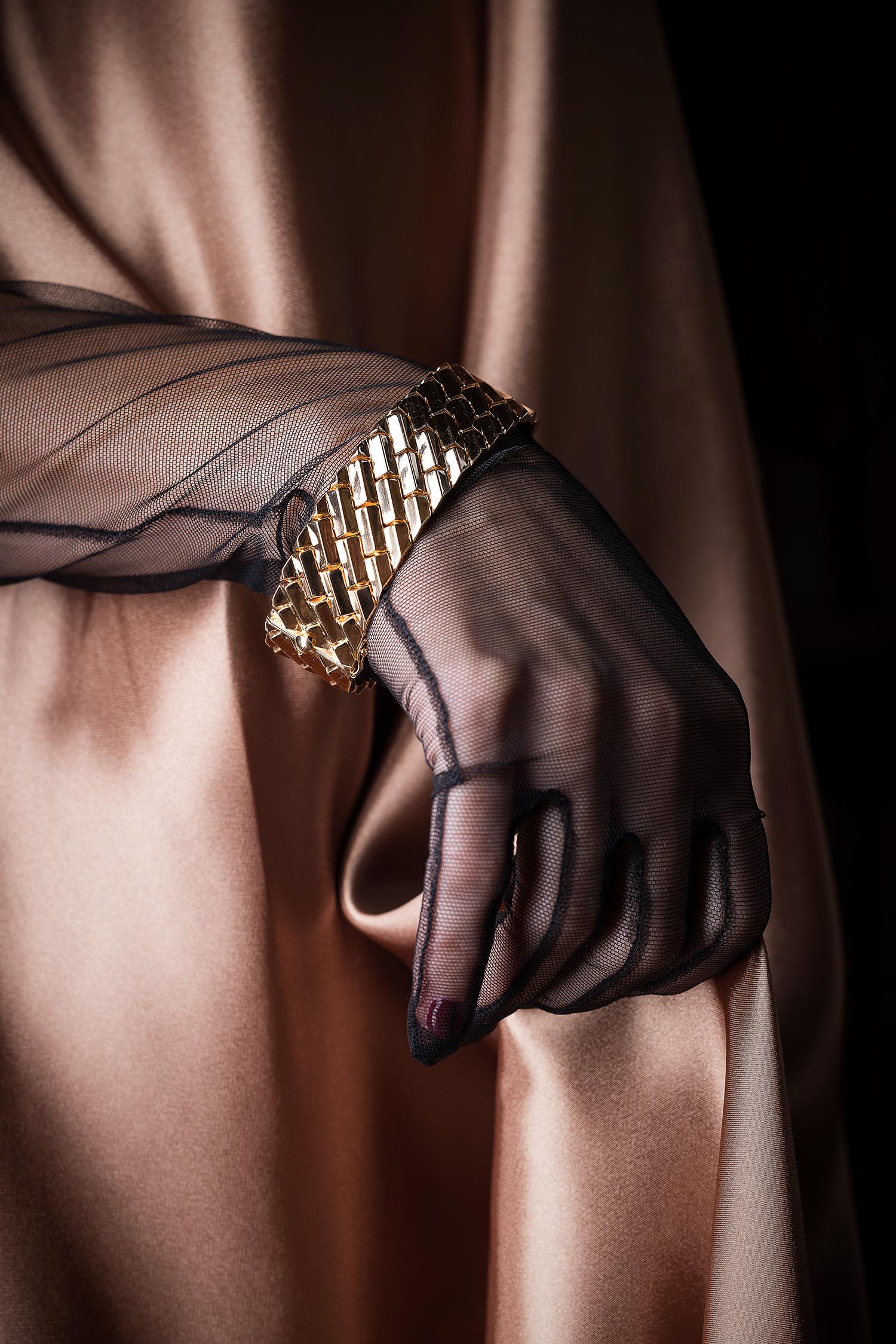 Italienisches geometrisches Gelbgold-Armband für Damen oder Herren im Angebot