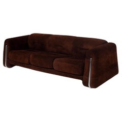 Vintage Italian geometric sofa with metal and velvet border