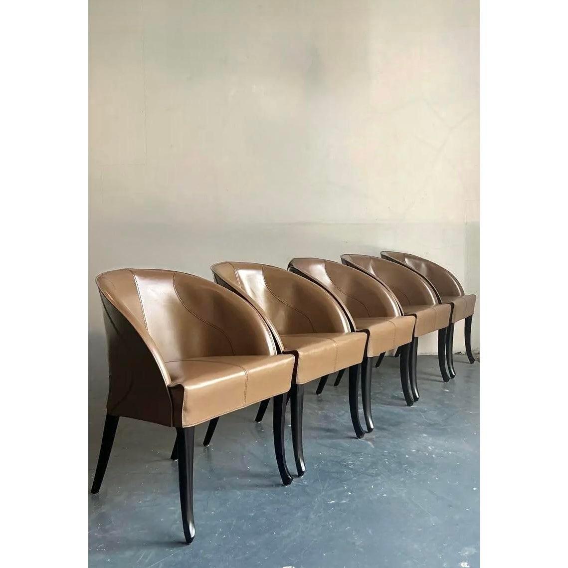 Sedie da pranzo in pelle Georgetti vintage - set di 5 in vendita 4