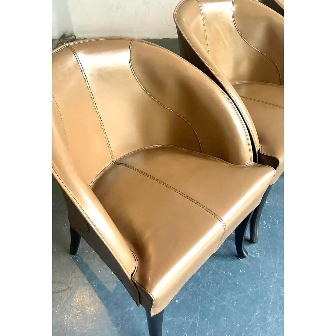 Sedie da pranzo in pelle Georgetti vintage - set di 5 in vendita 5