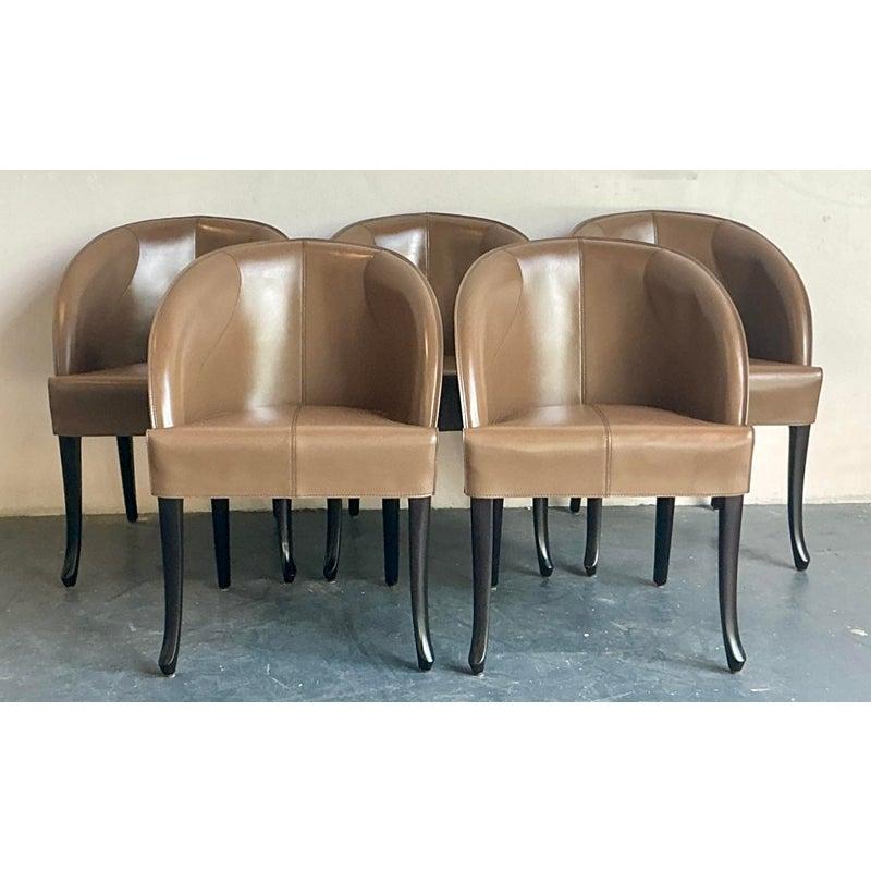 Sedie da pranzo in pelle Georgetti vintage - set di 5 in vendita 6