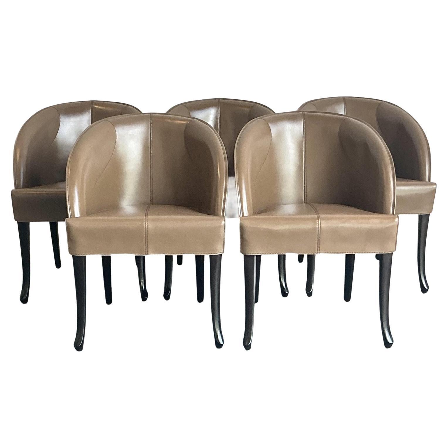 Sedie da pranzo in pelle Georgetti vintage - set di 5