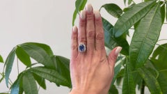 Vintage Italian GIA Ceylon No Heat Sapphire and Diamond 18k Gold Cluster Ring