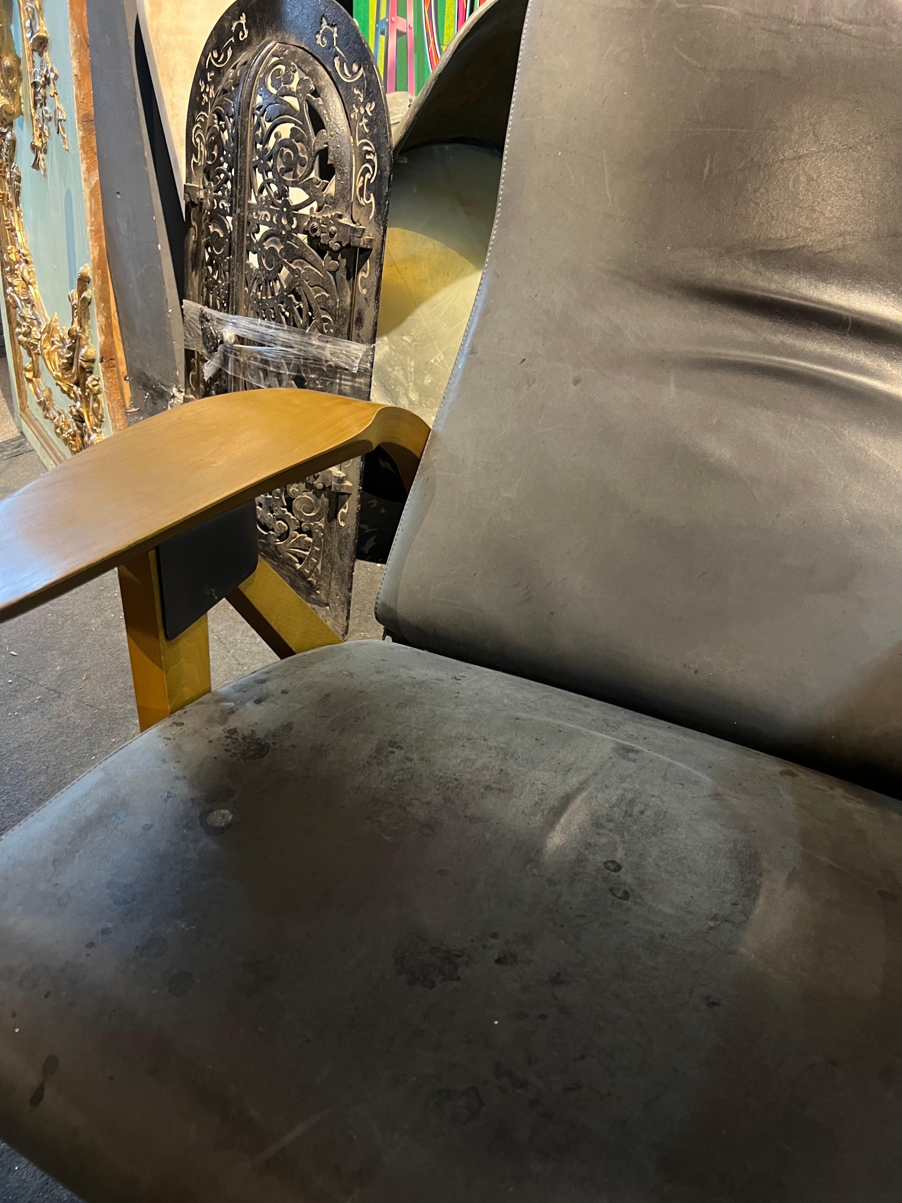 Leather Vintage Italian Gilda Set by Carlo Mollino per Zanotta made in Gray Lether For Sale