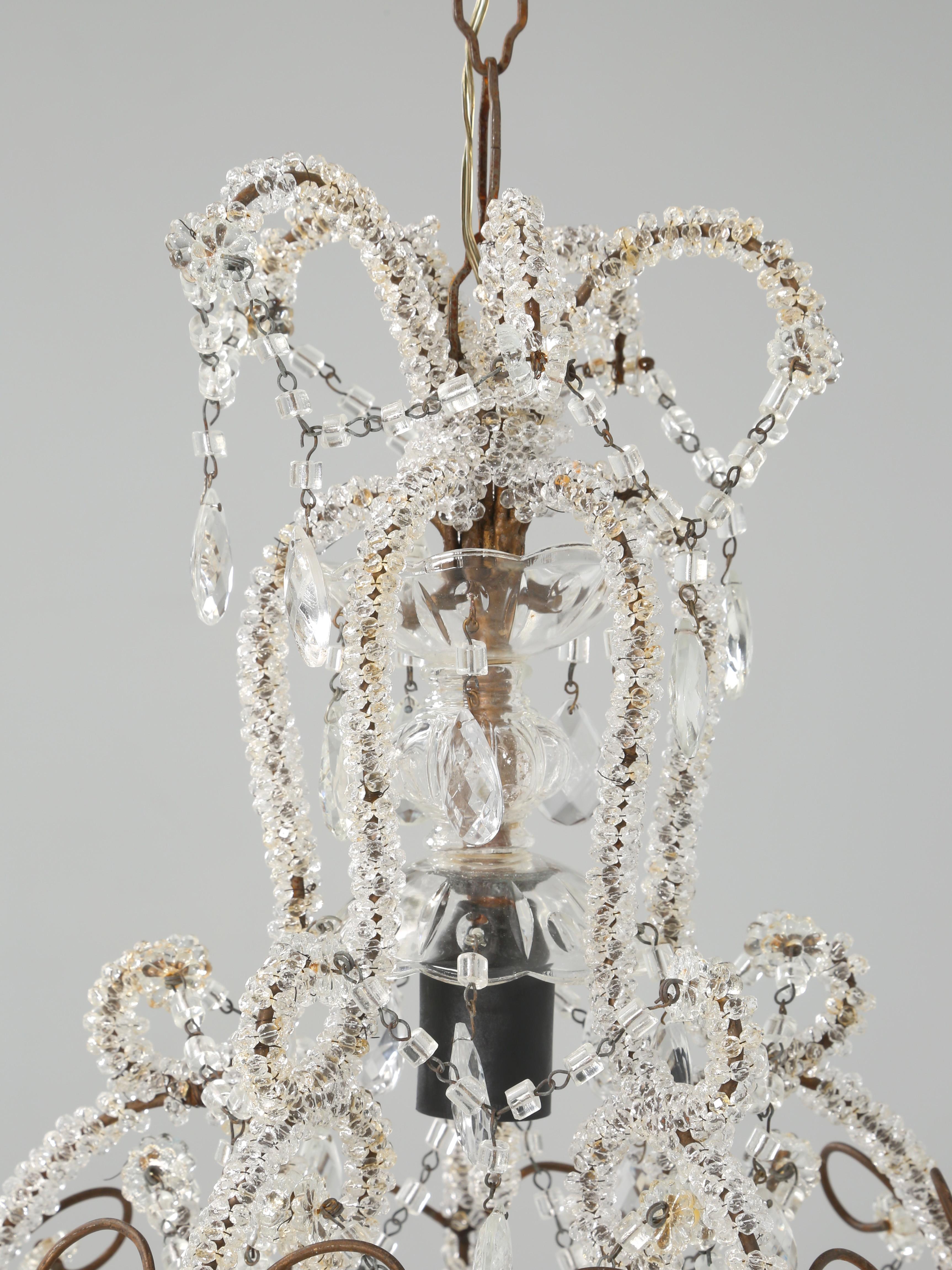 Hand-Crafted Vintage Italian Gilded Chandelier in a Small