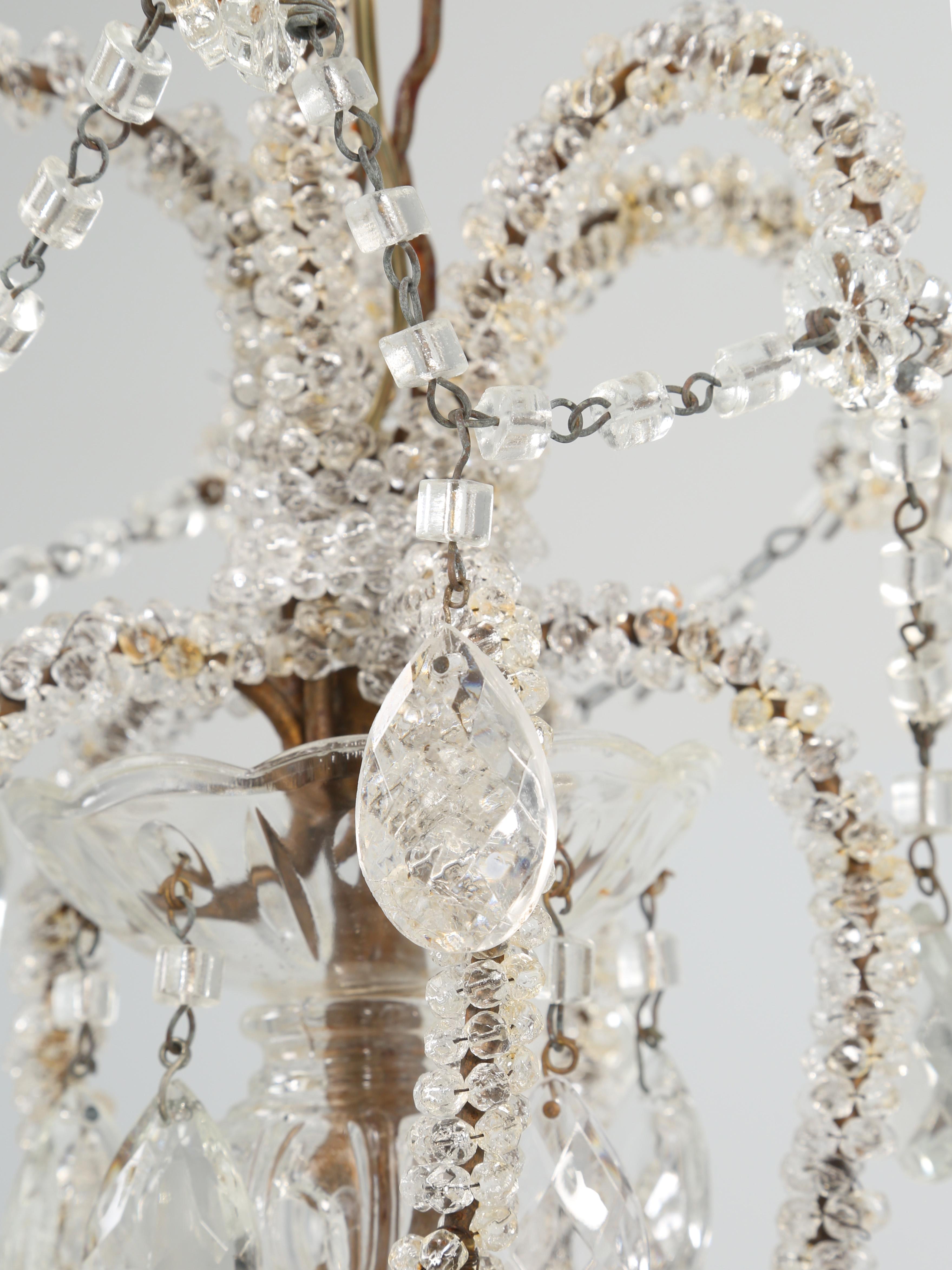 Mid-20th Century Vintage Italian Gilded Chandelier in a Small