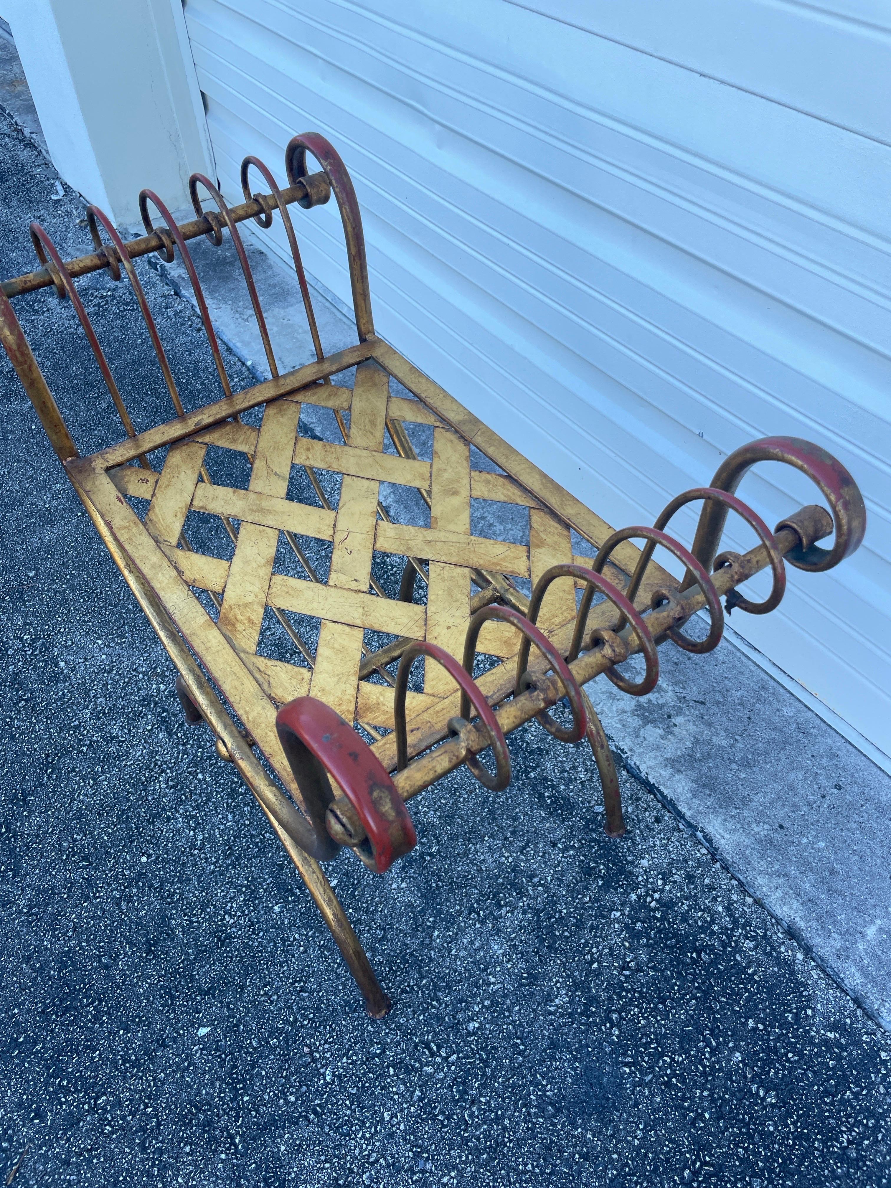 Wonderful vintage Italian Curule bench with original paint and patina.