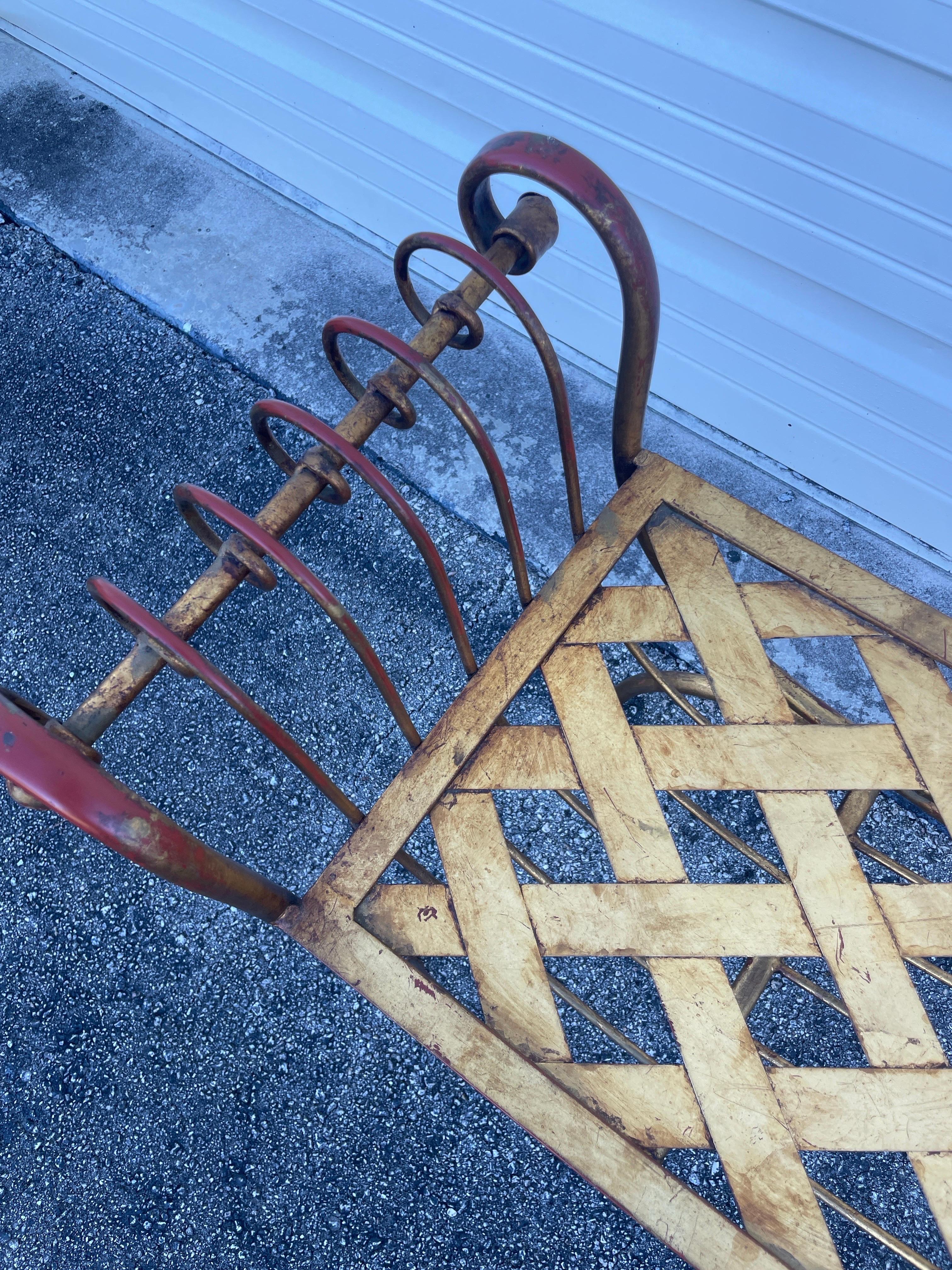 20th Century Vintage Italian Gilded Iron Curule Bench For Sale