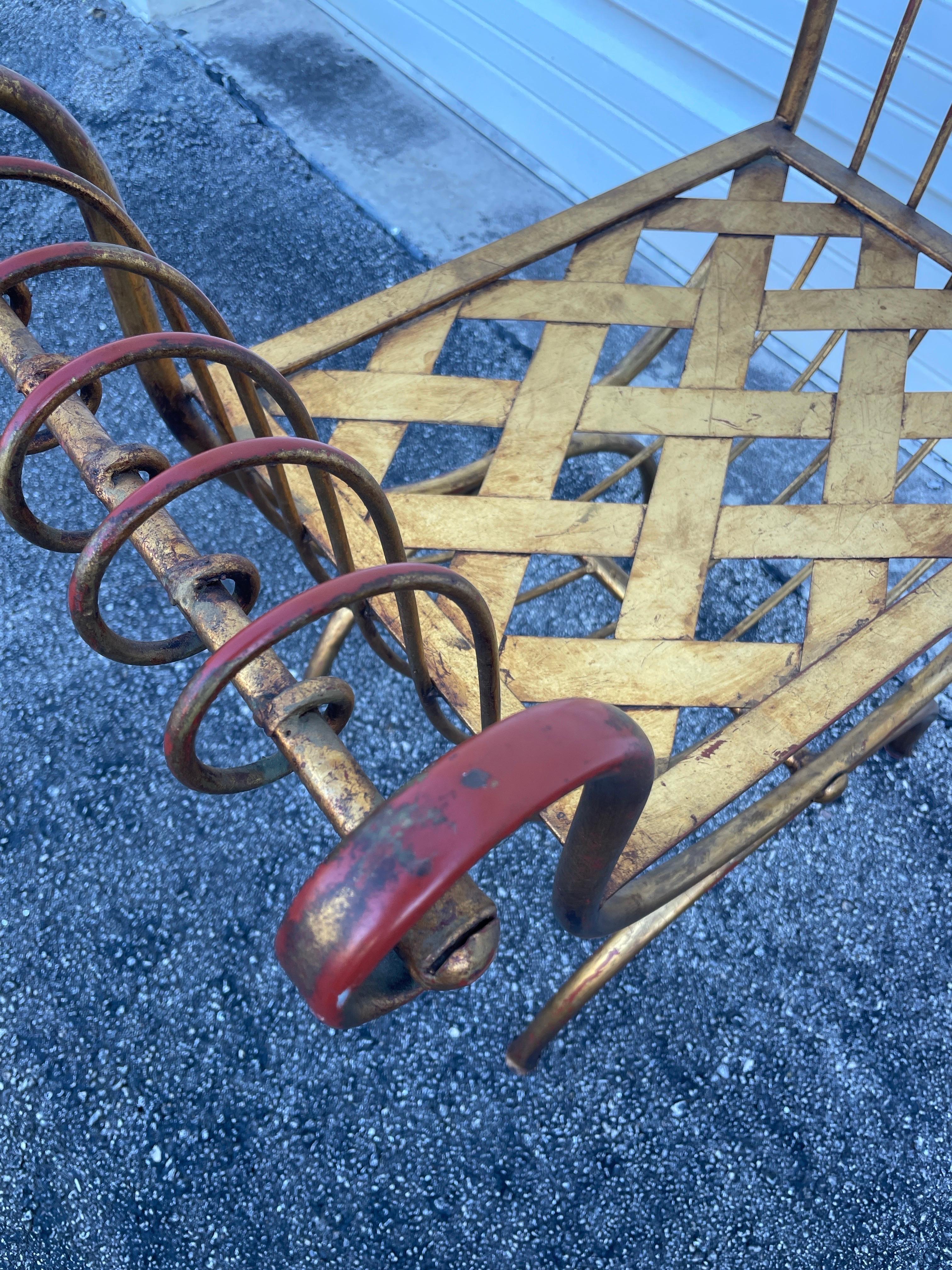 Vintage Italian Gilded Iron Curule Bench For Sale 3