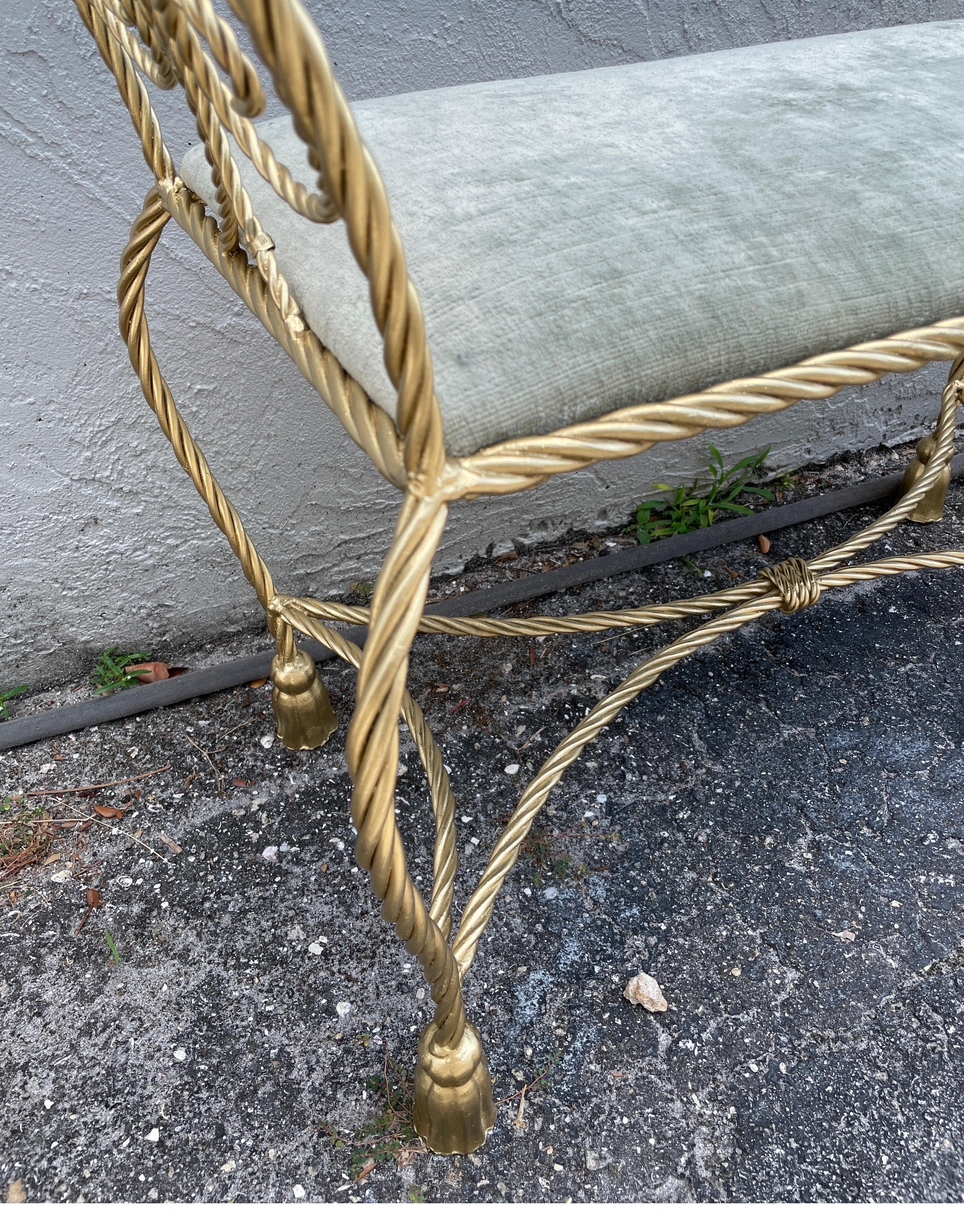 Vintage Italian Gilded Metal Bench In Good Condition For Sale In West Palm Beach, FL