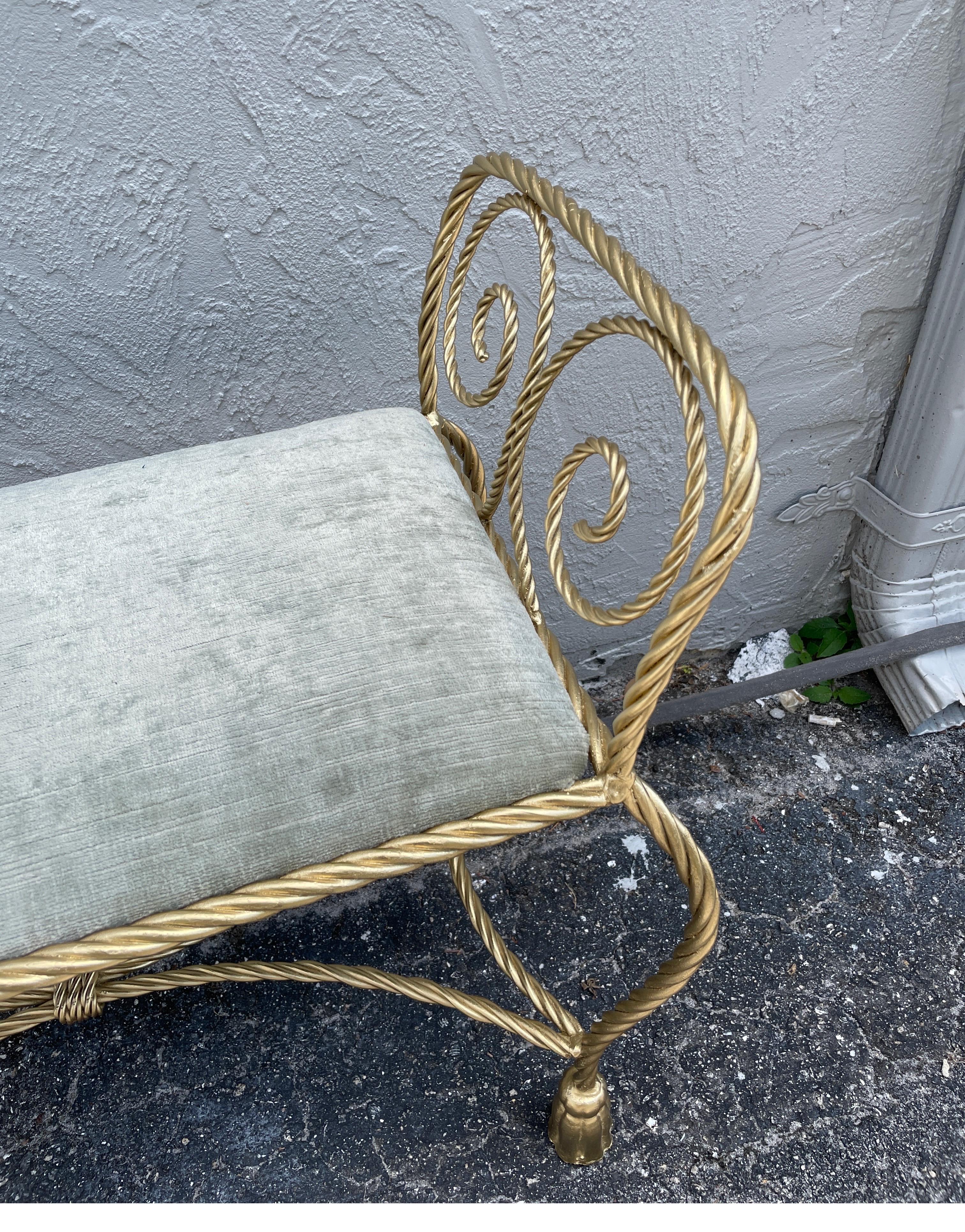 20th Century Vintage Italian Gilded Metal Bench For Sale