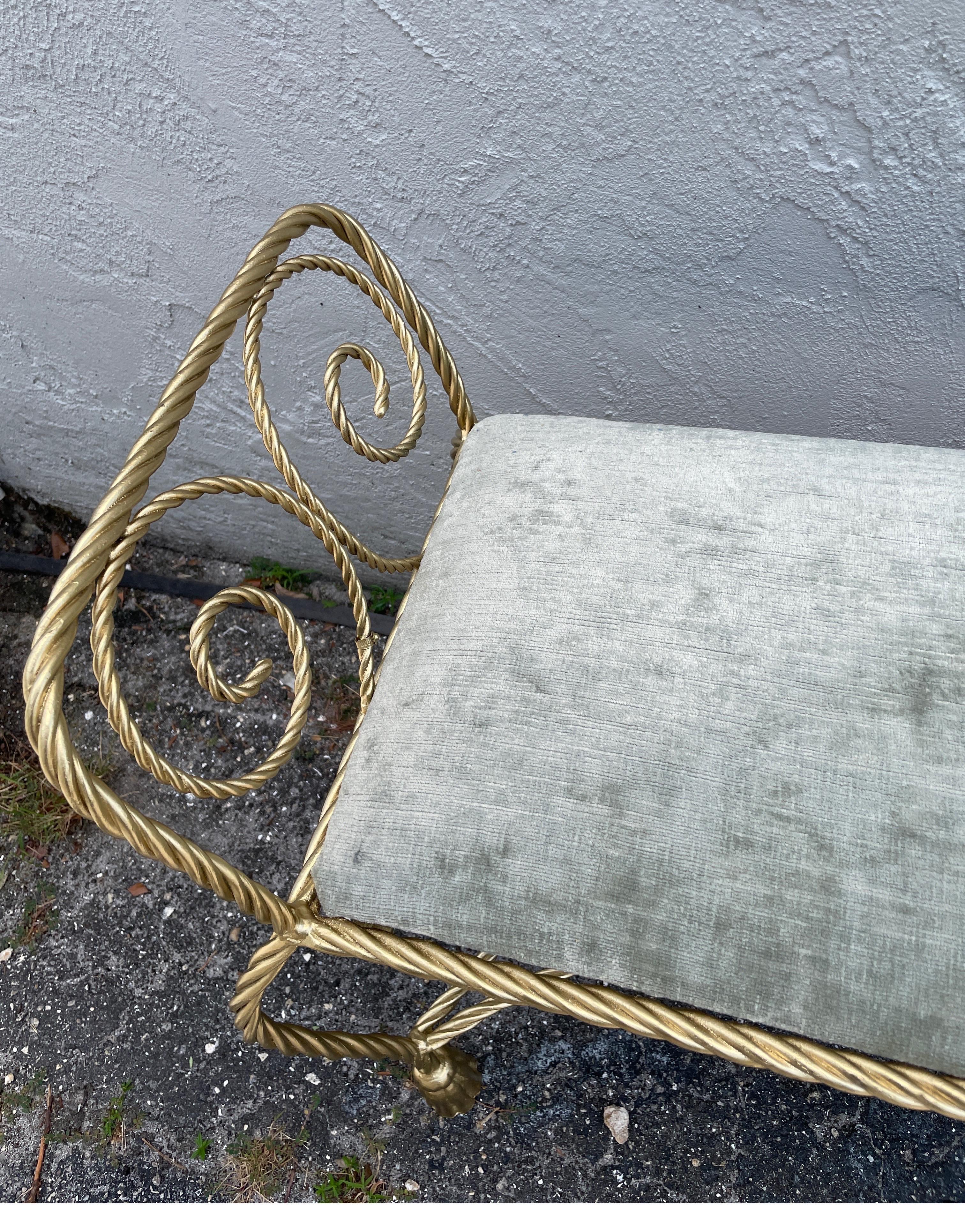 Iron Vintage Italian Gilded Metal Bench For Sale